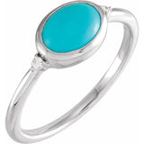14K White Gold Natural Turquoise & .03 CTW Natural Diamond Ring