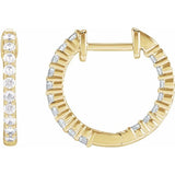 14K Yellow Gold 1/2 CTW Natural Diamond Inside-Outside Hinged 14.5 mm Hoop Earrings