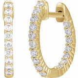 14K Yellow Gold 1/2 CTW Natural Diamond Inside-Outside Hinged 14.5 mm Hoop Earrings