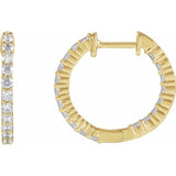 14K Yellow Gold 3/4 CTW Natural Diamond Inside-Outside Hinged 17.2 mm Hoop Earrings