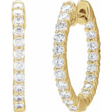 14K Yellow Gold 3/4 CTW Natural Diamond Inside-Outside Hinged 17.2 mm Hoop Earrings