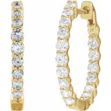 14K Yellow Gold 1 CTW Natural Diamond Inside-Outside Hinged 19.3 mm Hoop Earrings