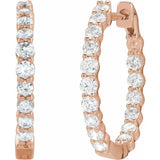 14K Rose Gold 1 CTW Natural Diamond Inside-Outside Hinged 19.3 mm Hoop Earrings
