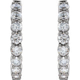 14K White Gold 2 CTW Natural Diamond Inside-Outside Hinged 20 mm Hoop Earrings