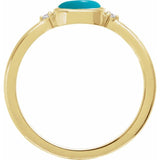14K Yellow Gold Natural Turquoise & .03 CTW Natural Diamond Ring