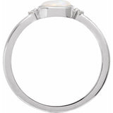 Platinum Natural White Opal & .03 CTW Natural Diamond Ring