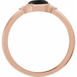 14K Rose Gold 8 mm Round Natural Black Onyx & .03 CTW Natural Diamond Ring