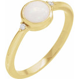 14K Yellow Gold Natural White Opal & .03 CTW Natural Diamond Ring