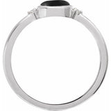 14K White Gold 6 mm Round Natural Black Onyx & .03 CTW Natural Diamond Ring