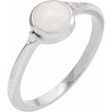 14K White Gold Natural White Opal & .03 CTW Natural Diamond Ring