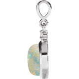 Sterling Silver 6 mm Natural White Opal & .03 CT Natural Diamond Pendant