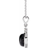Platinum 6 mm Natural Black Onyx & .03 CT Natural Diamond Cabochon 16-18" Necklace