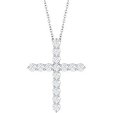 Platinum 3/4 CTW Natural Diamond Cross 16-18" Necklace