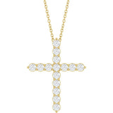 14K Yellow Gold 3/4 CTW Natural Diamond Cross 16-18" Necklace