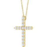 14K Yellow Gold 3/4 CTW Natural Diamond Cross 16-18" Necklace