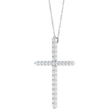 Platinum 1 CTW Natural Diamond Cross 16-18" Necklace