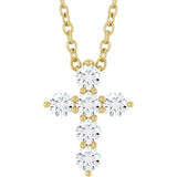 14K Yellow Gold 1/4 CTW Lab-Grown Diamond Cross 16-18" Necklace