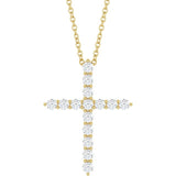 14K Yellow Gold 1/2 CTW Lab-Grown Diamond Cross 16-18" Necklace