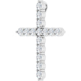 14K White Gold 3/4 CTW Lab-Grown Diamond Cross Pendant