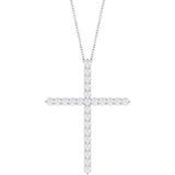 14K White Gold 1 CTW Lab-Grown Diamond Cross 16-18" Necklace