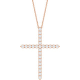 14K Rose Gold 1 CTW Lab-Grown Diamond Cross 16-18