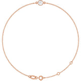 14K Rose Gold Natural White Sapphire 6 1/2-7 1/2" Bracelet
