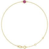 14K Yellow Gold Natural Pink Tourmaline 6 1/2-7 1/2" Bracelet