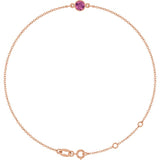 14K Rose Gold Natural Pink Tourmaline 6 1/2-7 1/2" Bracelet