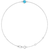 14K White Gold Natural Aquamarine 6 1/2-7 1/2" Bracelet