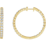 14K Yellow Gold 5 CTW Natural Diamond Inside-Outside Hinged 37.8 mm Hoop Earrings