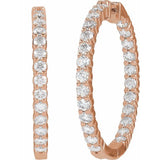 14K Rose Gold 5 CTW Lab-Grown Diamond Inside-Outside Hinged 37.8 mm Hoop Earrings
