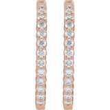 14K Rose Gold 5 CTW Lab-Grown Diamond Inside-Outside Hinged 37.8 mm Hoop Earrings