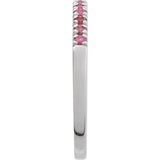 14K White Gold Natural Pink Tourmaline Stackable Ring