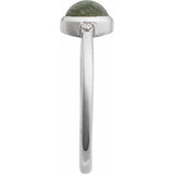 14K White Gold Natural Moss Agate & .03 CTW Natural Diamond Ring