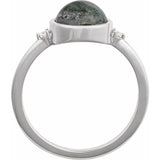 14K White Gold Natural Moss Agate & .03 CTW Natural Diamond Ring