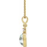 14K Yellow Gold 8x6 mm Natural Moss Agate & .03 CTW Natural Diamond 16-18" Necklace