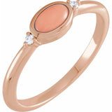 14K Rose Gold Natural Pink Coral & .03 CTW Natural Diamond Ring