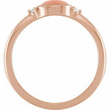 14K Rose Gold Natural Pink Coral & .03 CTW Natural Diamond Ring