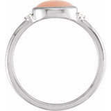 Platinum Natural Pink Coral & .03 CTW Natural Diamond Ring