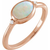 14K Rose Gold Natural Ethiopian Opal & .03 CTW Natural Diamond Ring