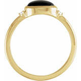 14K Yellow Gold10x8 mm Round Natural Black Onyx & .03 CTW Natural Diamond Ring