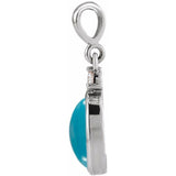 Platinum 10x8 mm Natural Turquoise & .03 CT Natural Diamond Cabochon Pendant
