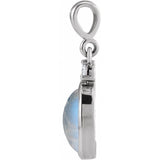 Platinum 5x3 mm Natural Rainbow Moonstone & .02 CT Natural Diamond Cabochon Pendant
