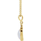 14K Yellow Gold 10x8 mm Natural White Opal & .03 CT Natural Diamond 16-18" Necklace