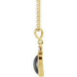 14K Yellow Gold 10x8 mm Natural Black Onyx & .03 CT Natural Diamond 16-18" Necklace