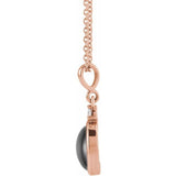 14K Rose Gold 10x8 mm Natural Black Onyx & .03 CT Natural Diamond 16-18" Necklace