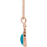 14K Rose Gold 10x8 mm Natural Turquoise & .03 CT Natural Diamond 16-18" Necklace