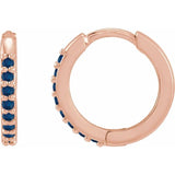 14K Rose Gold Lab-Grown Blue Sapphire Hinged 12.5 mm Hoop Earrings