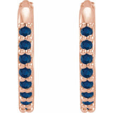 14K Rose Gold Lab-Grown Blue Sapphire Hinged 12.5 mm Hoop Earrings