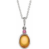 Sterling Silver 5x3 mm Natural Citrine & Natural Pink Tourmaline 16-18